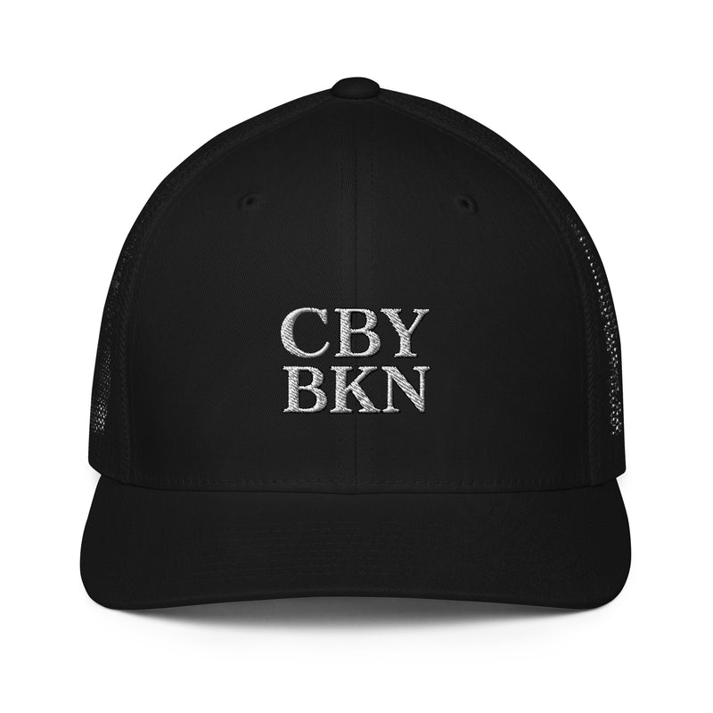 Cranberry's CBY BKN closed-back trucker cap, embroidered stacked mark