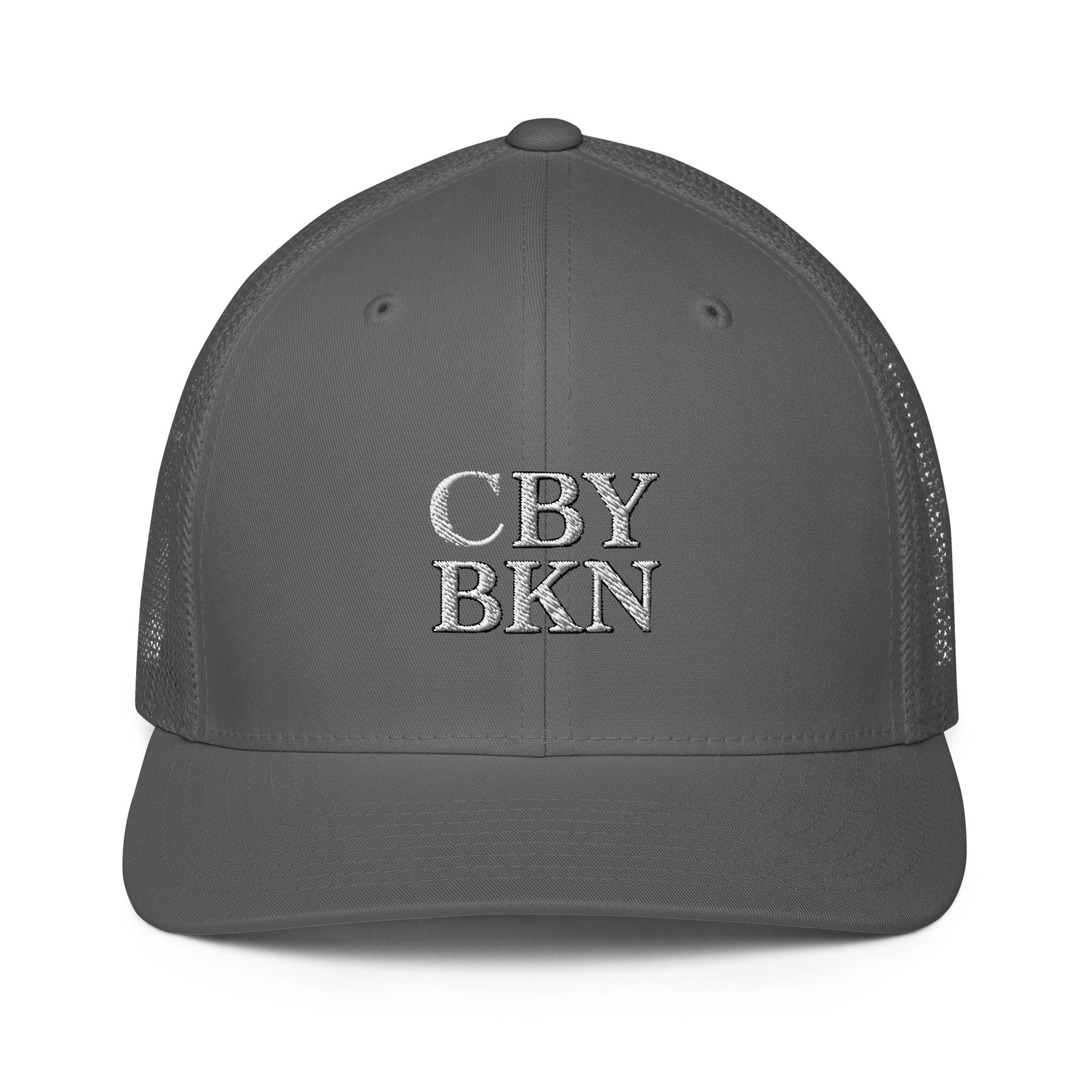 Cranberry's CBY BKN closed-back trucker cap, embroidered stacked mark