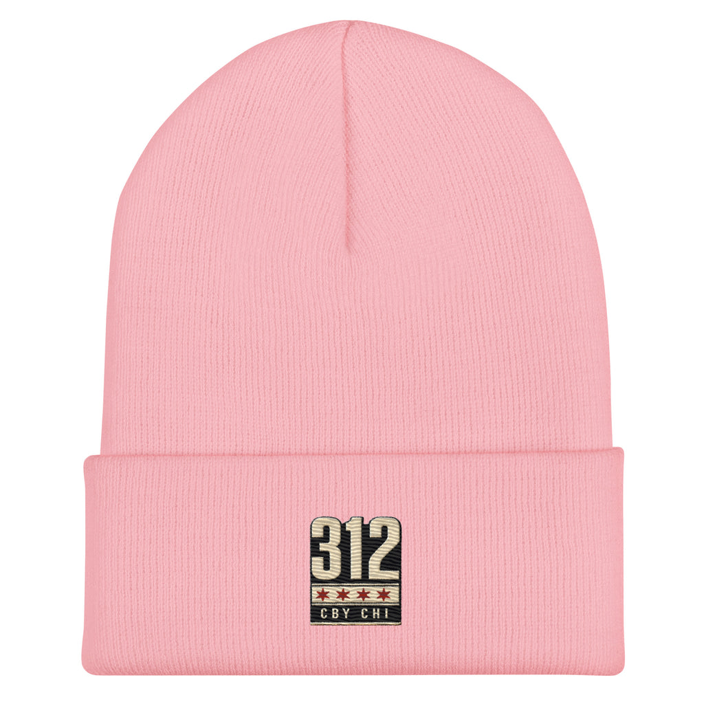 CBY CHI 312 cuffed beanie — baby pink, front