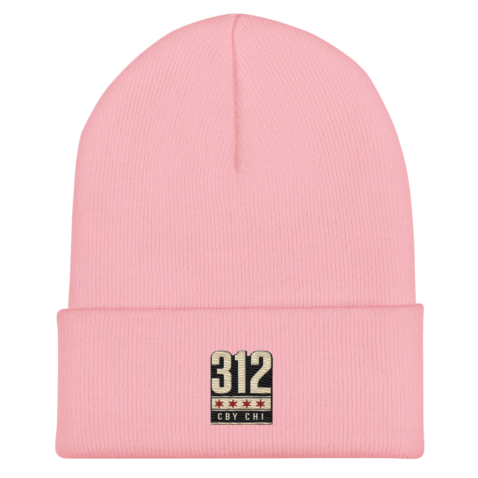 CBY CHI 312 cuffed beanie — baby pink, front