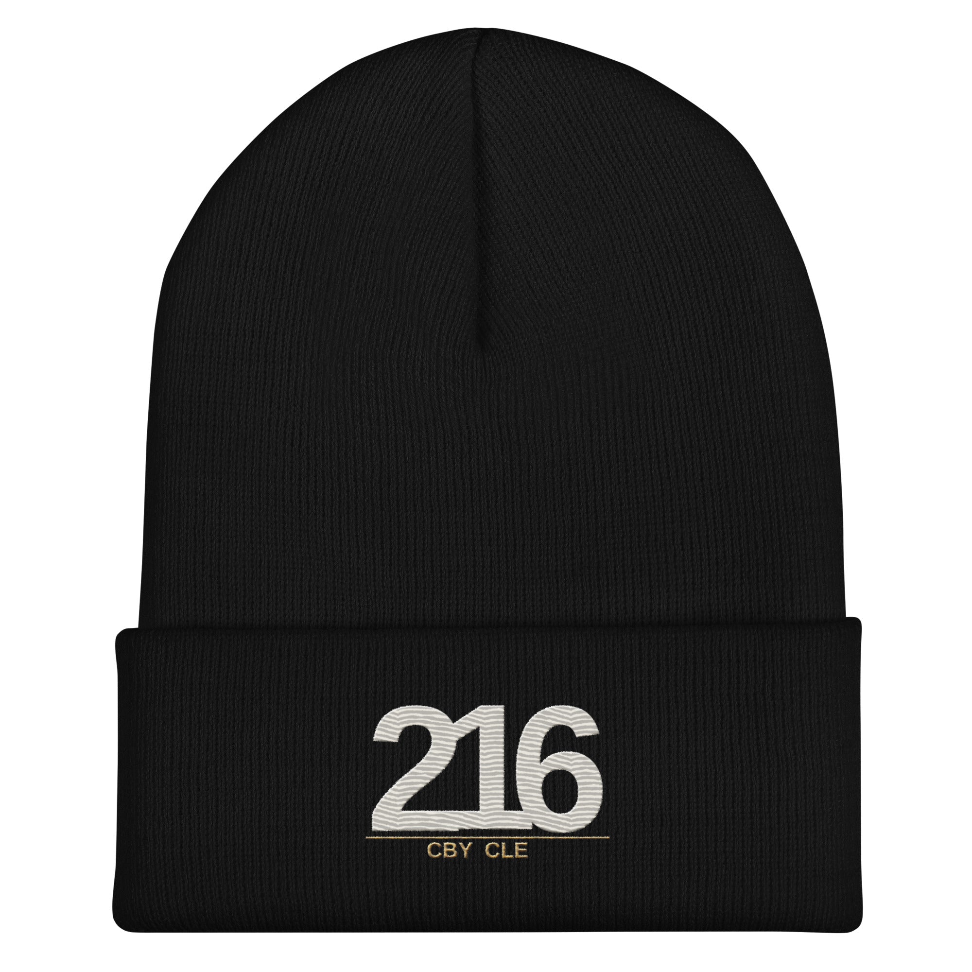 CBY CLE 216 cuffed beanie — black, front