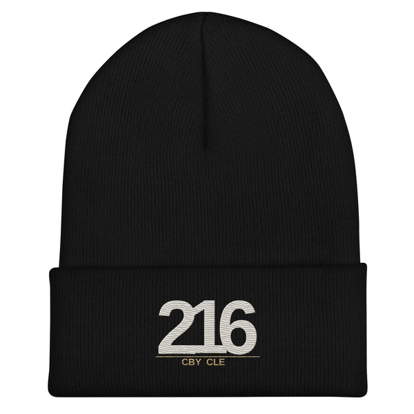 CBY CLE 216 cuffed beanie — black, front