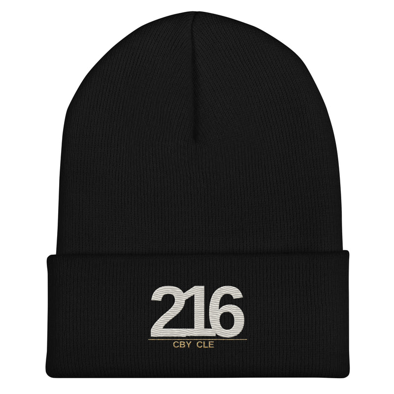 CBY CLE 216 cuffed beanie — black, front
