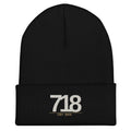 CBY BKN 718 cuffed beanie — black, front