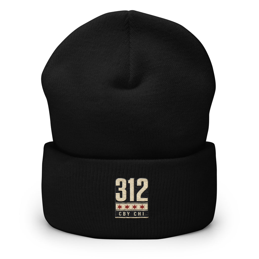 CBY CHI 312 cuffed beanie — black, front