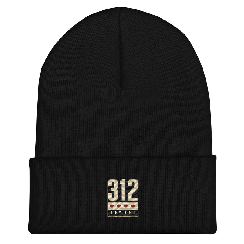 CBY CHI 312 cuffed beanie — black, front