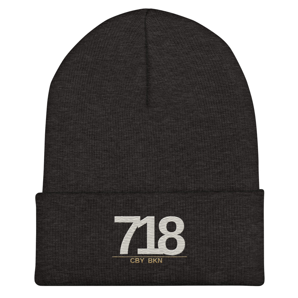 CBY BKN 718 cuffed beanie — dark grey, front