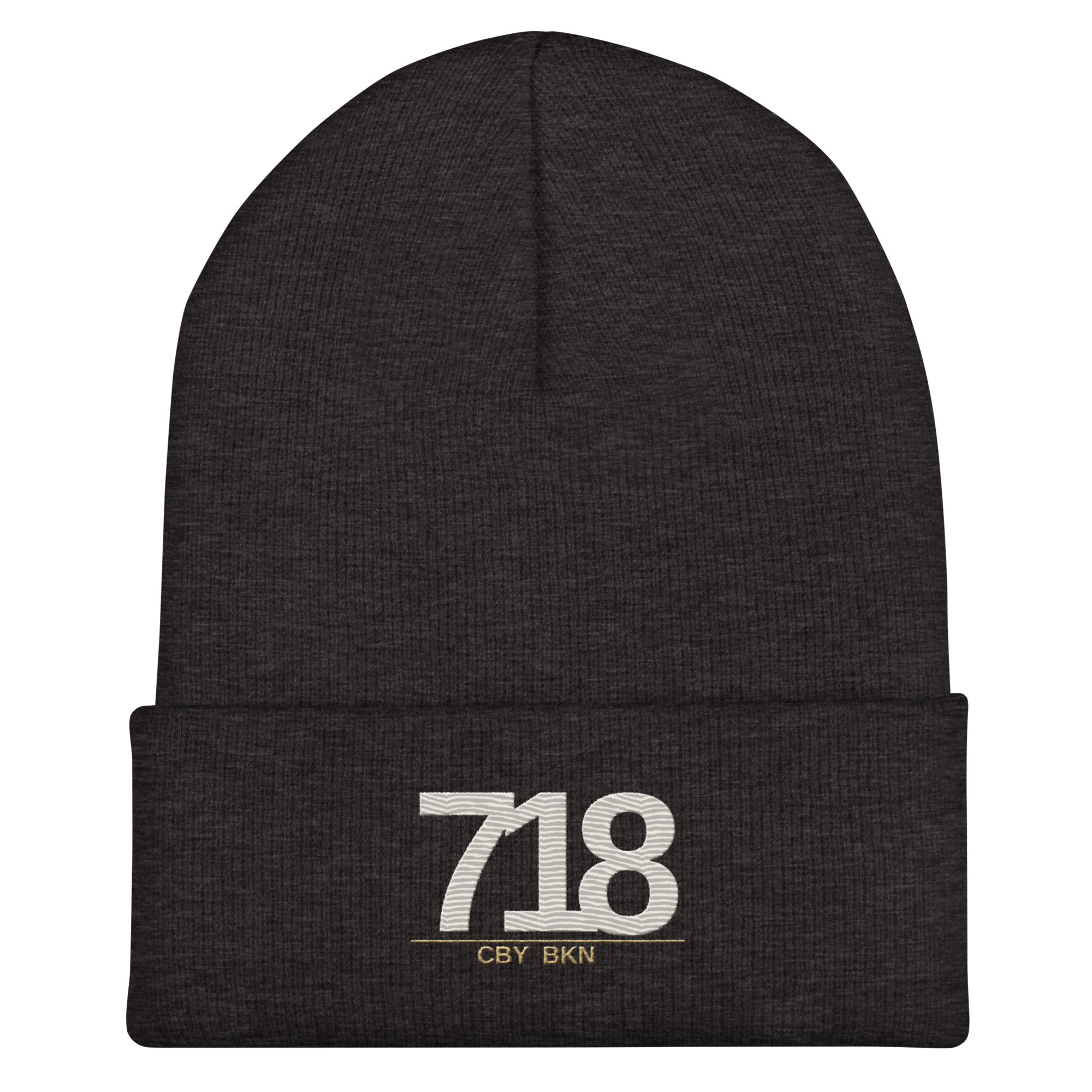 CBY BKN 718 cuffed beanie — dark grey, front