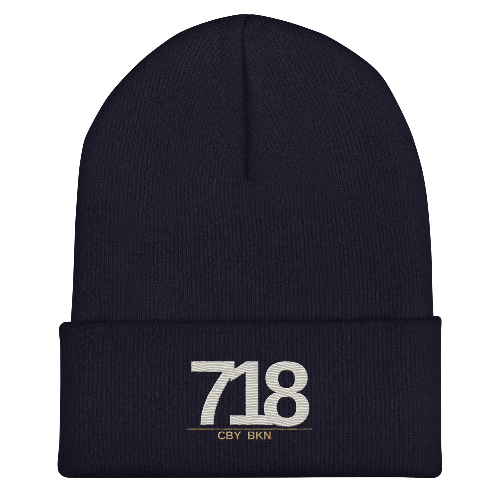 CBY BKN 718 cuffed beanie — navy, front