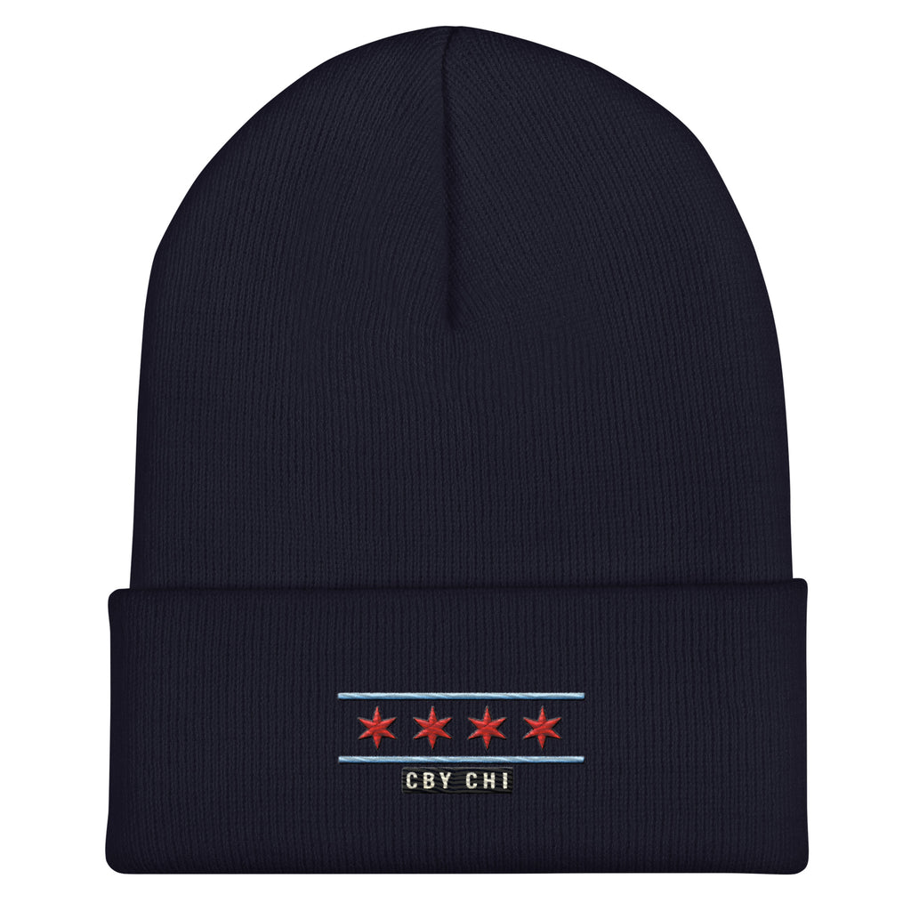 CBY CHI Chicago Flag cuffed beanie — navy, front