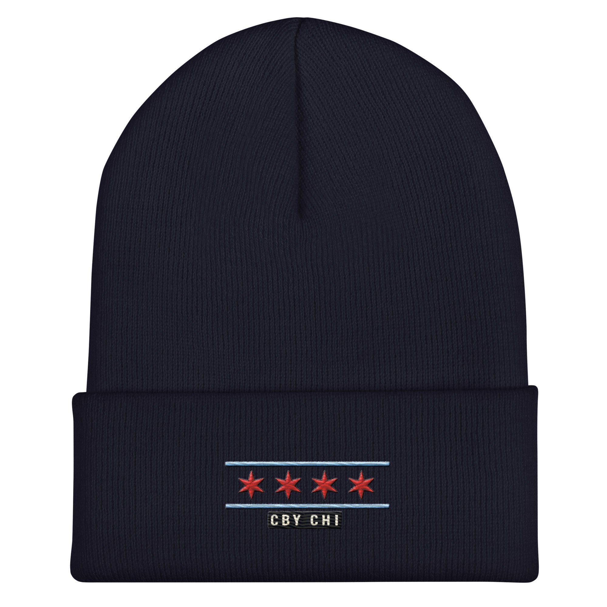 CBY CHI Chicago Flag cuffed beanie — navy, front