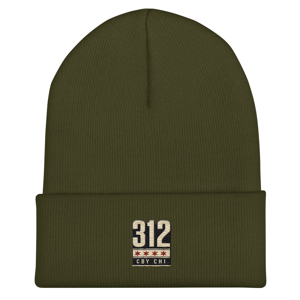 CBY CHI 312 cuffed beanie — olive, front
