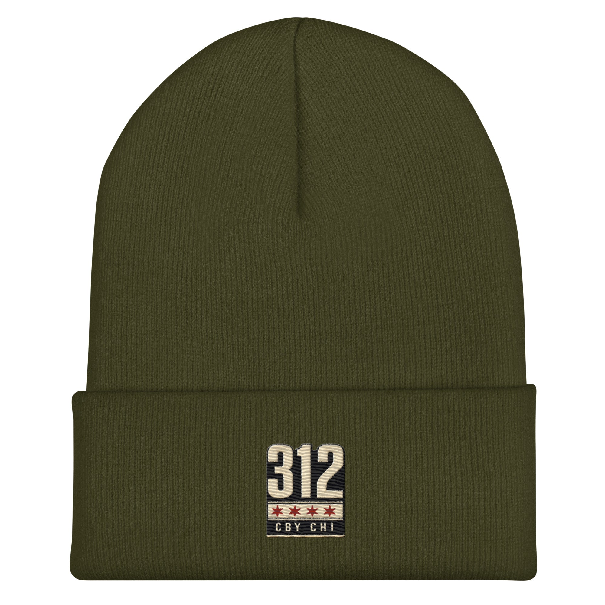 CBY CHI 312 cuffed beanie — olive, front
