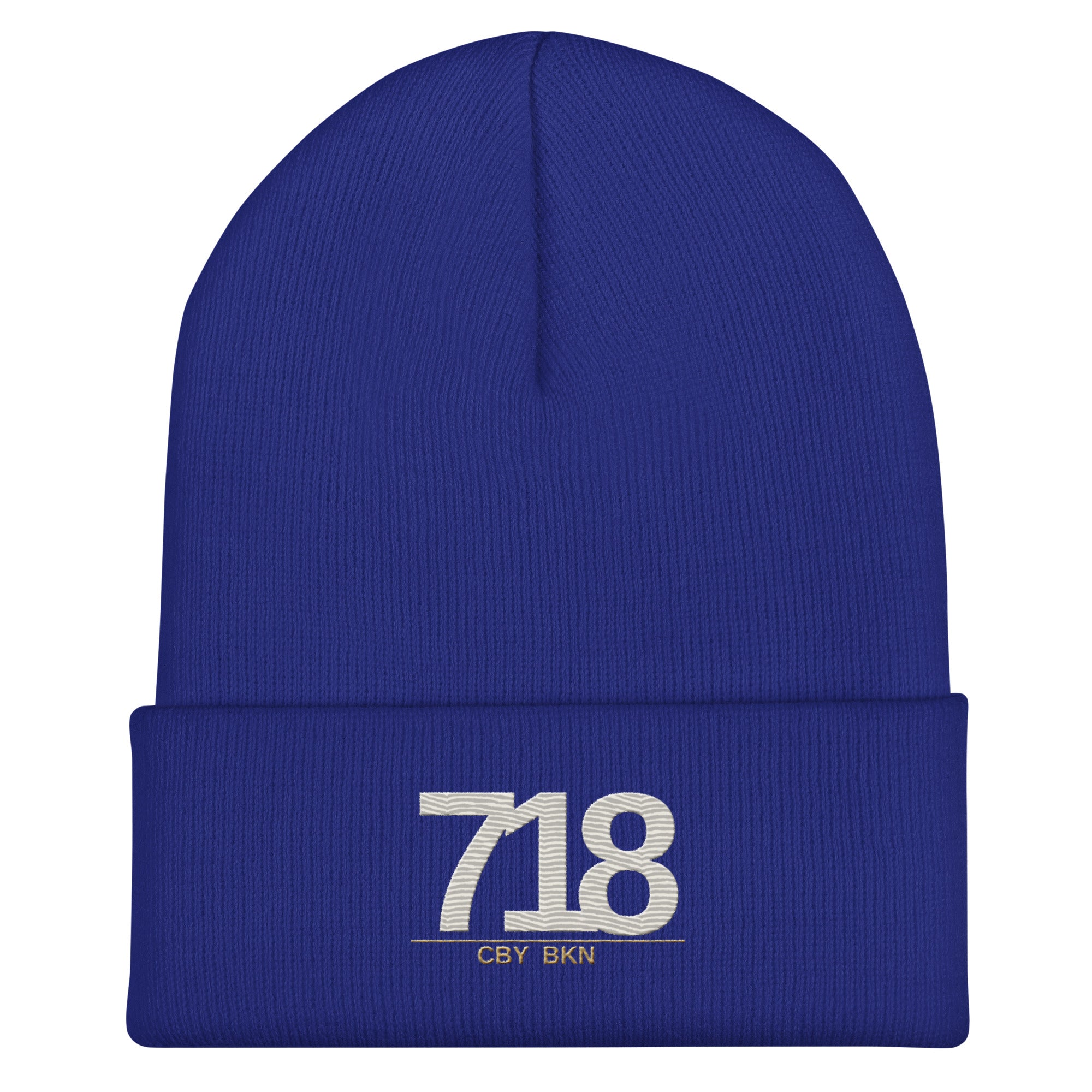 CBY BKN 718 cuffed beanie — royal, front