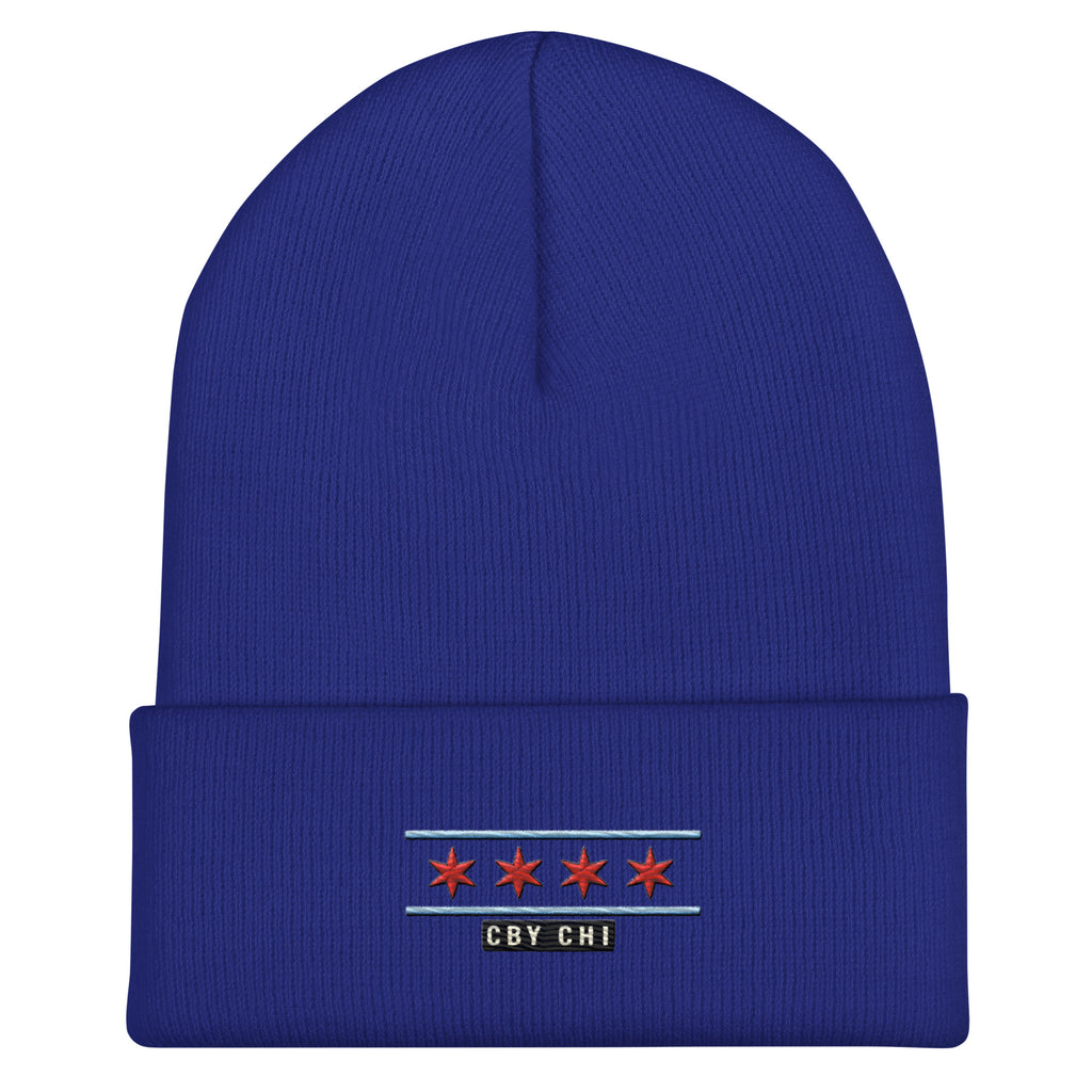 CBY CHI Chicago Flag cuffed beanie — royal, front
