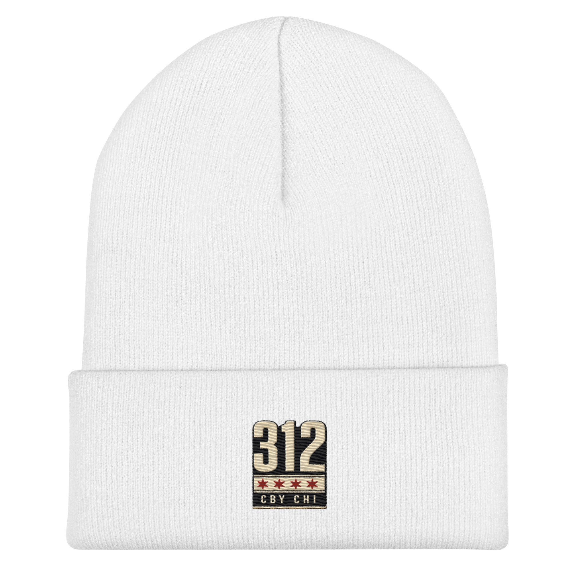 CBY CHI 312 cuffed beanie — white, front