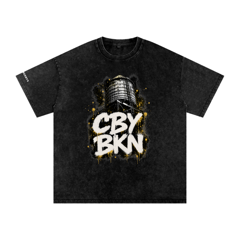 Cranberry's CBY BKN Brooklyn Water Tower Snow Washed Oversized Tee Cranberry's