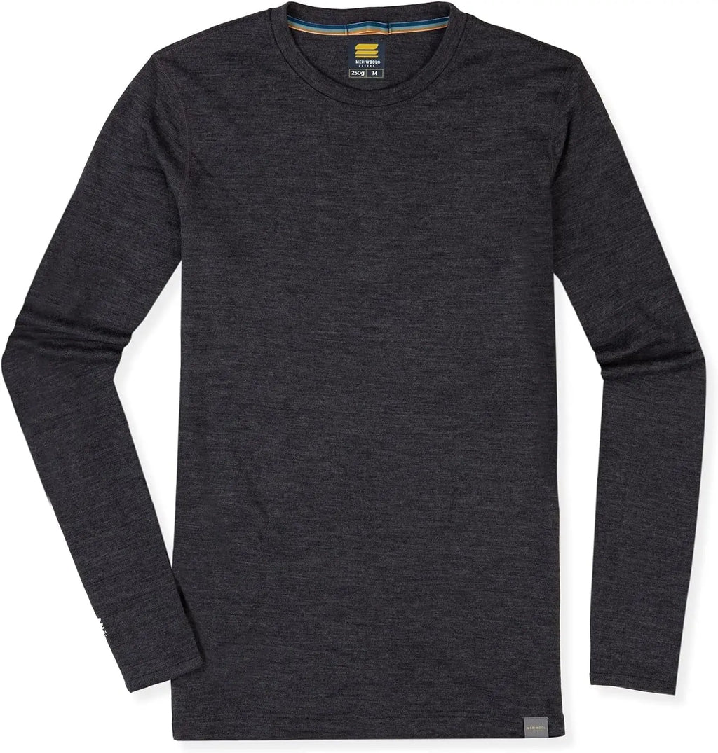 Mens Base Layer - 100% Merino Wool Midweight Long Sleeve Thermal Shirt