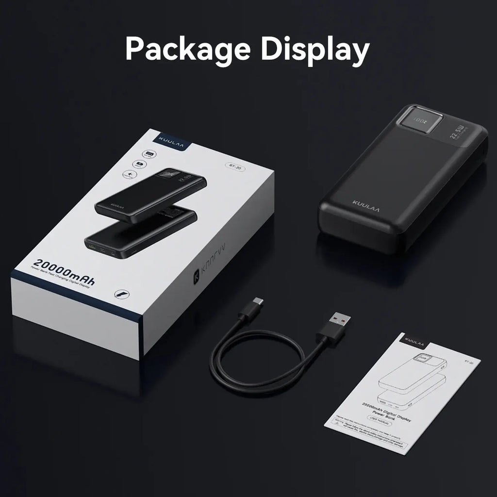 20000Mah Power Bank, 22.5W PD/QC Fast Charger with LED Display Compatible for Iphone 17/16/15/14, Ipad, Samsung S24/S23 & Android More