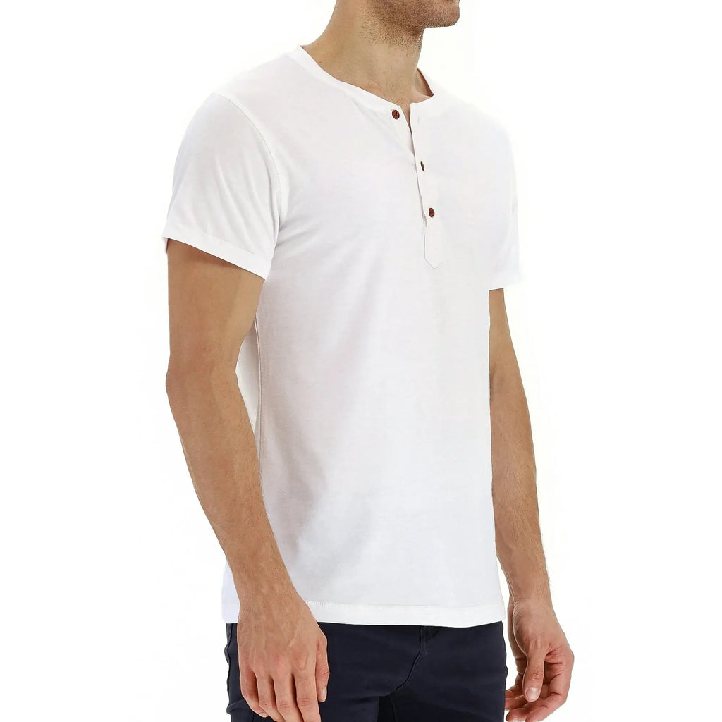 Classic Henley Style Three Button Henley Closure, Mens Henley Short Sleeve T-Shirt Cotton Casual Shirt Mens Shirtssummer Daily T-Shirts