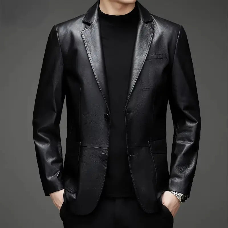Spring Genuine Leather Jacket Men Top Layer Cowhide Suit Business Casual Coat Slim Leather Clothes for Men Clothing Abrigos FCY
