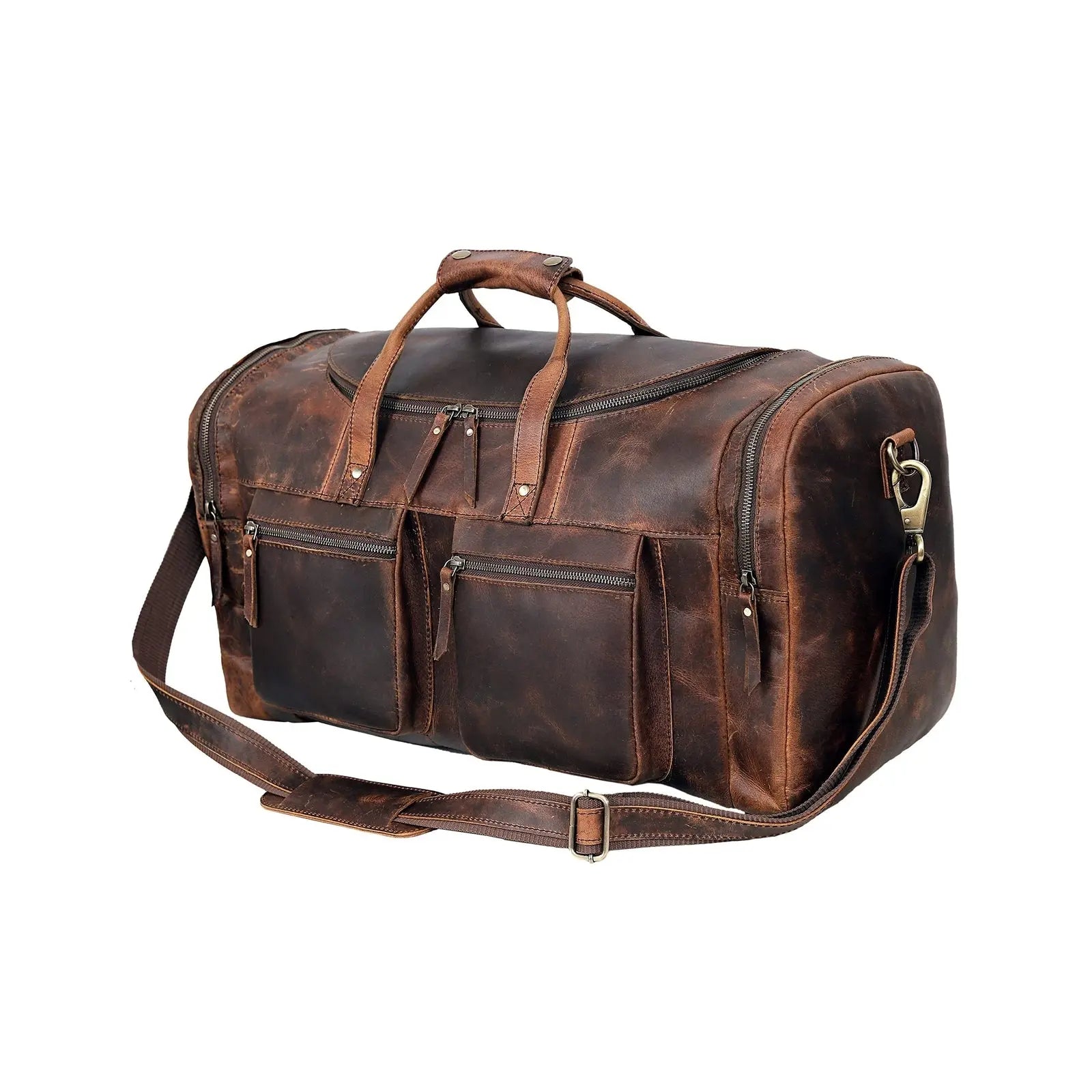 28" Vintage Duffel Classic Style with Modern Outlook Retro Thick Full Grain C...