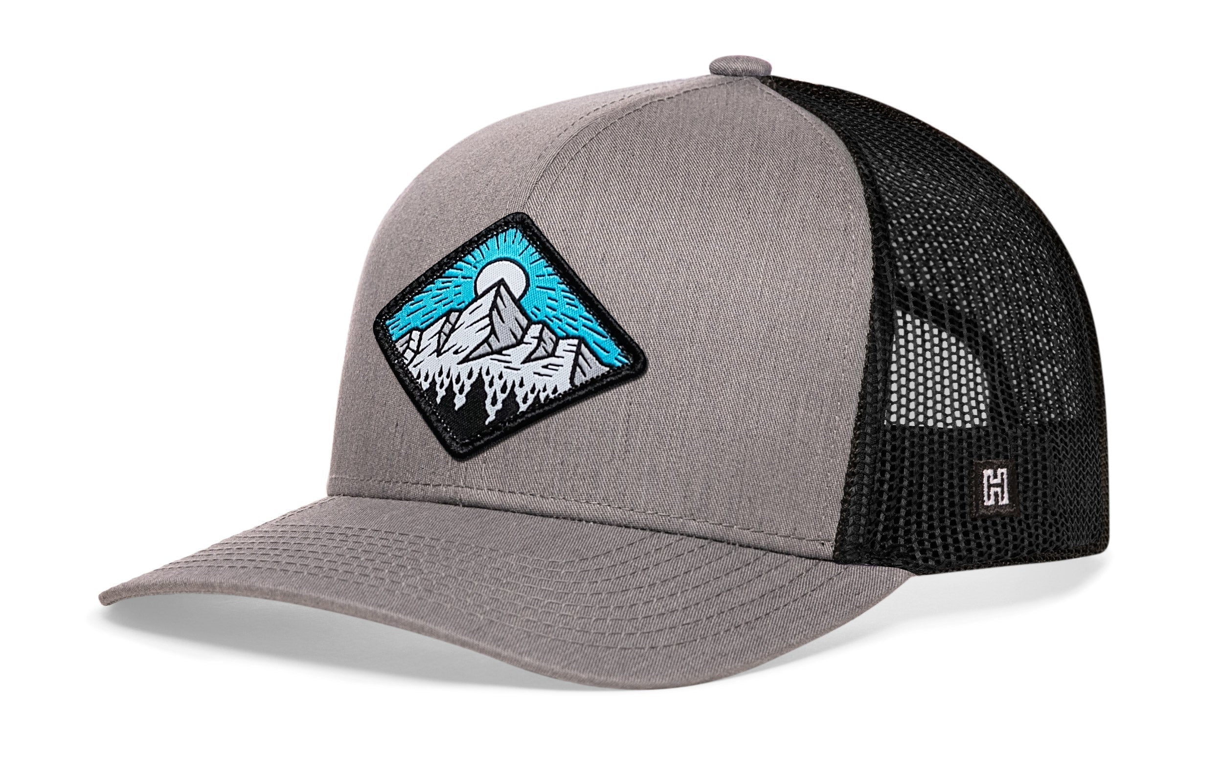 Diamond Mountain and Trees Trucker Hat  |  Black Outdoors Snapback Haka Hat