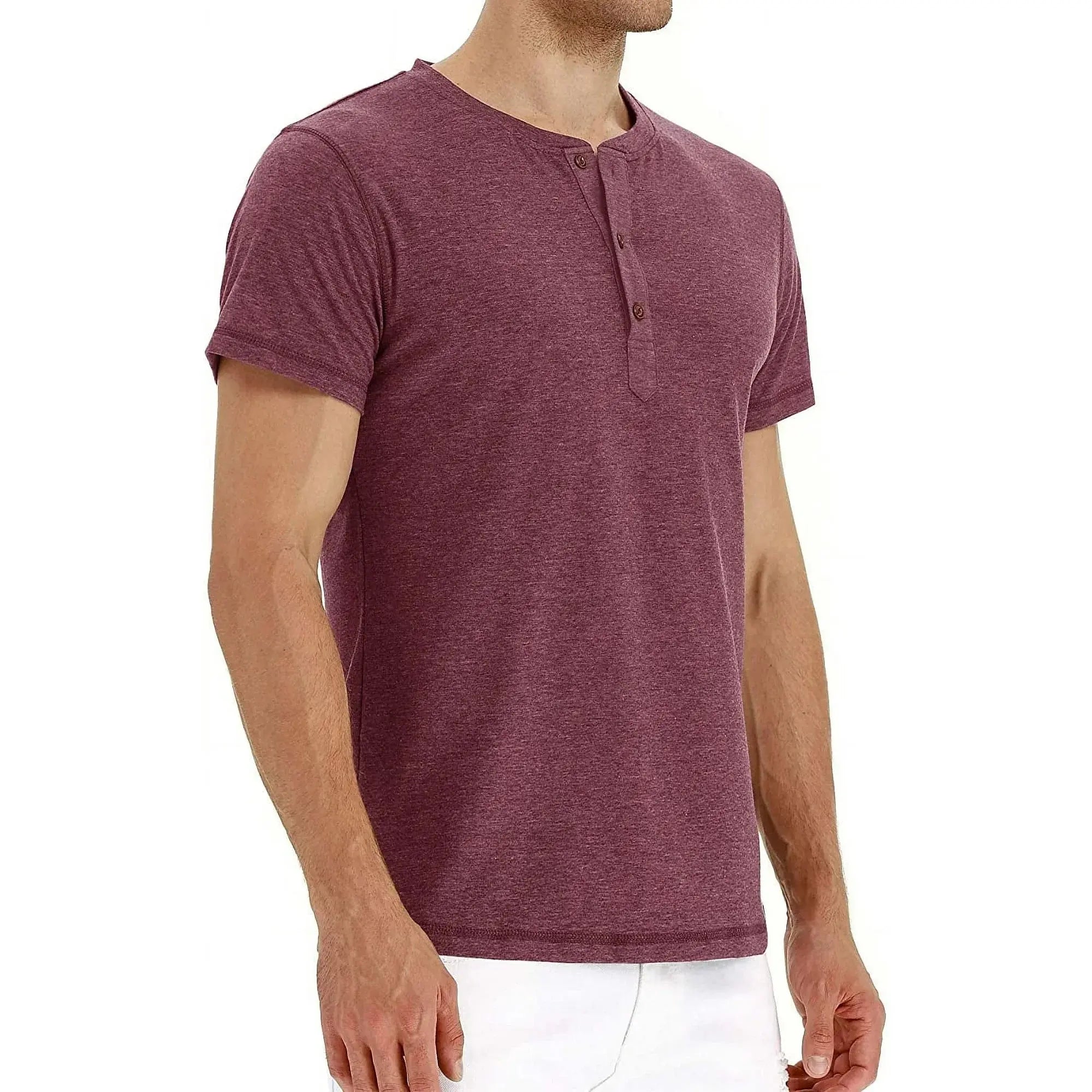 Classic Henley Style Three Button Henley Closure, Mens Henley Short Sleeve T-Shirt Cotton Casual Shirt Mens Shirtssummer Daily T-Shirts