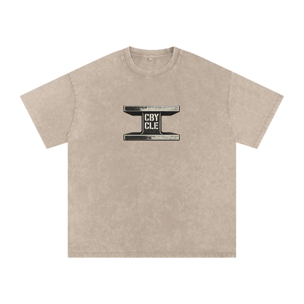CBY CLE Steel Mark Oversized Tee — Snow Wash Light Cranberry's