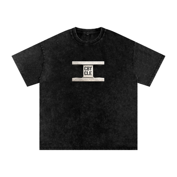 CBY CLE Steel Mark Oversized Tee — Snow Wash Cranberry's