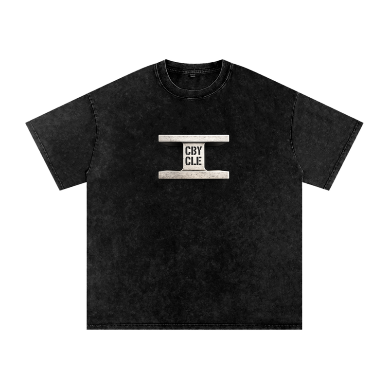 CBY CLE Steel Mark Oversized Tee — Snow Wash Cranberry's