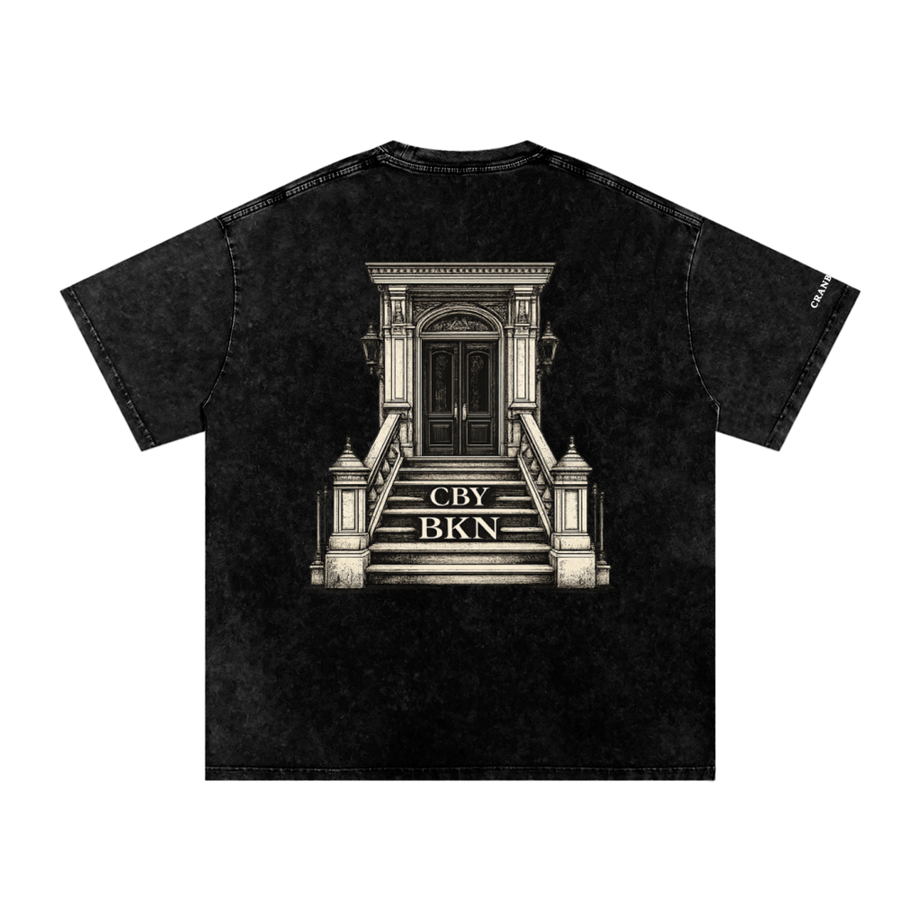 Cranberry's CBY BKN Brooklyn Stoop Snow Wash Oversized Tee — Black