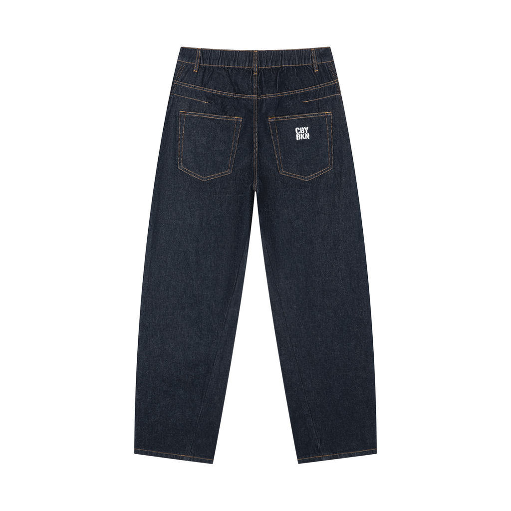 CBY BKN Stencil Vintage Wash Barrel Leg Jeans