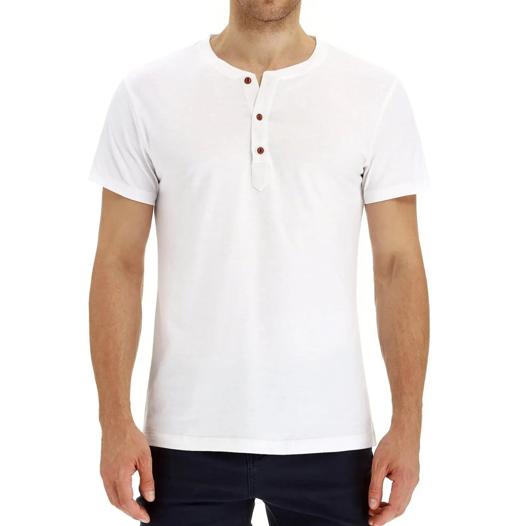Classic Henley Style Three Button Henley Closure, Mens Henley Short Sleeve T-Shirt Cotton Casual Shirt Mens Shirtssummer Daily T-Shirts