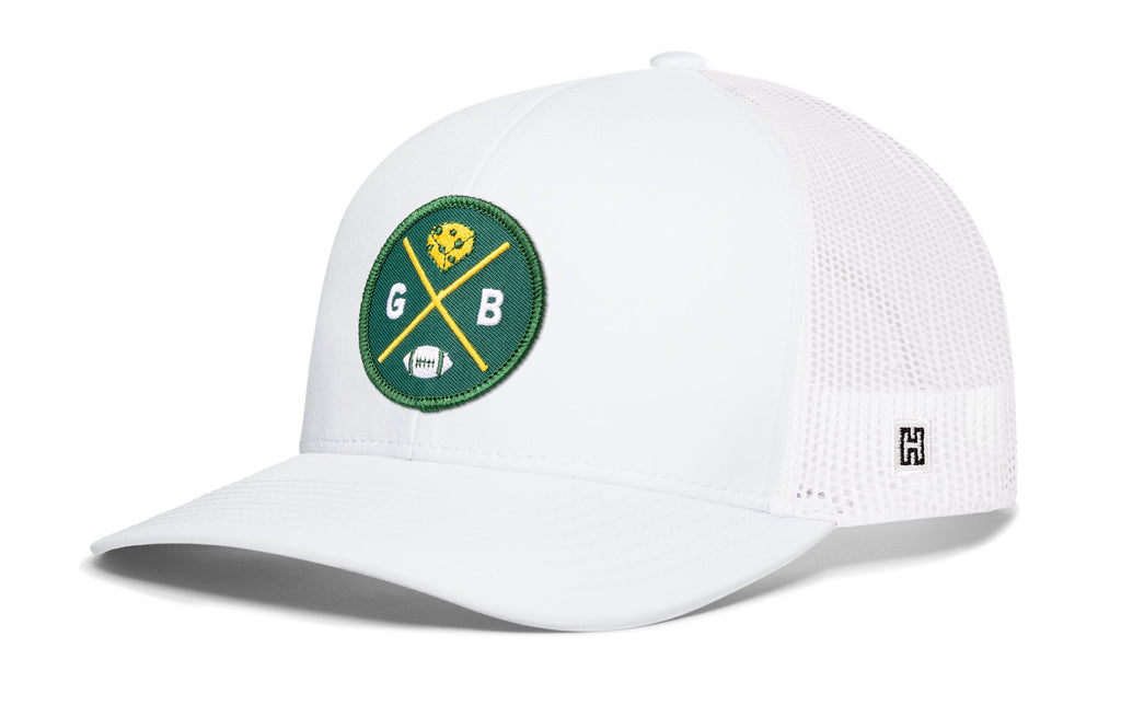 Green Bay Trucker Hat  |  Black GB Cheese X Football Snapback Haka Hat