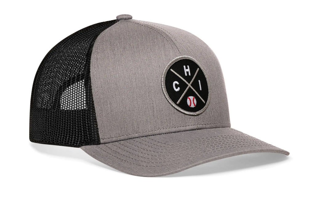 Chicago Trucker Hat  |  Silver CHI X Baseball Snapback Haka Hat