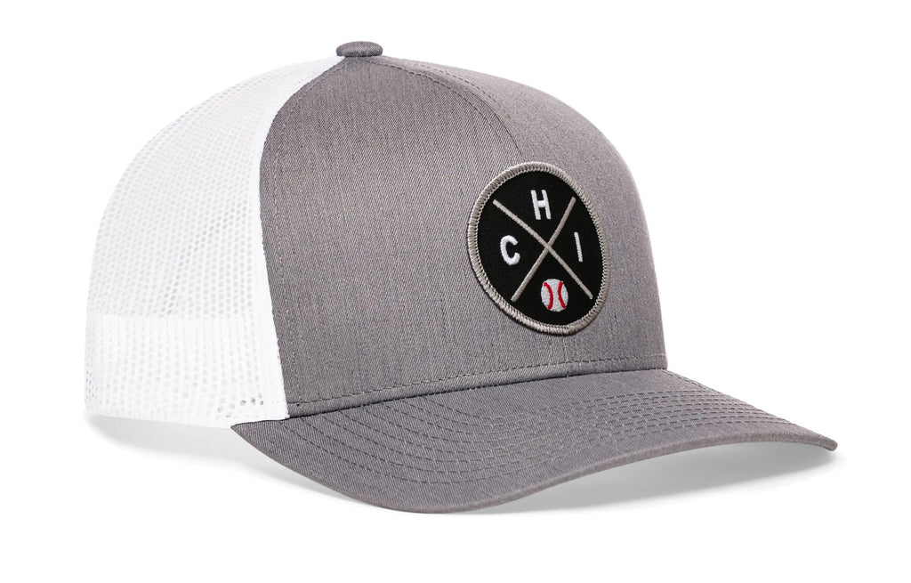Chicago Trucker Hat  |  Silver CHI X Baseball Snapback Haka Hat