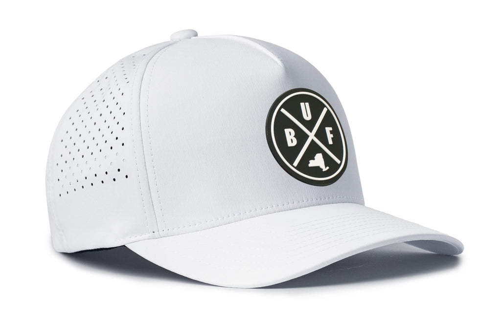 Buffalo BUF X hat — Flexfit sweatband detail