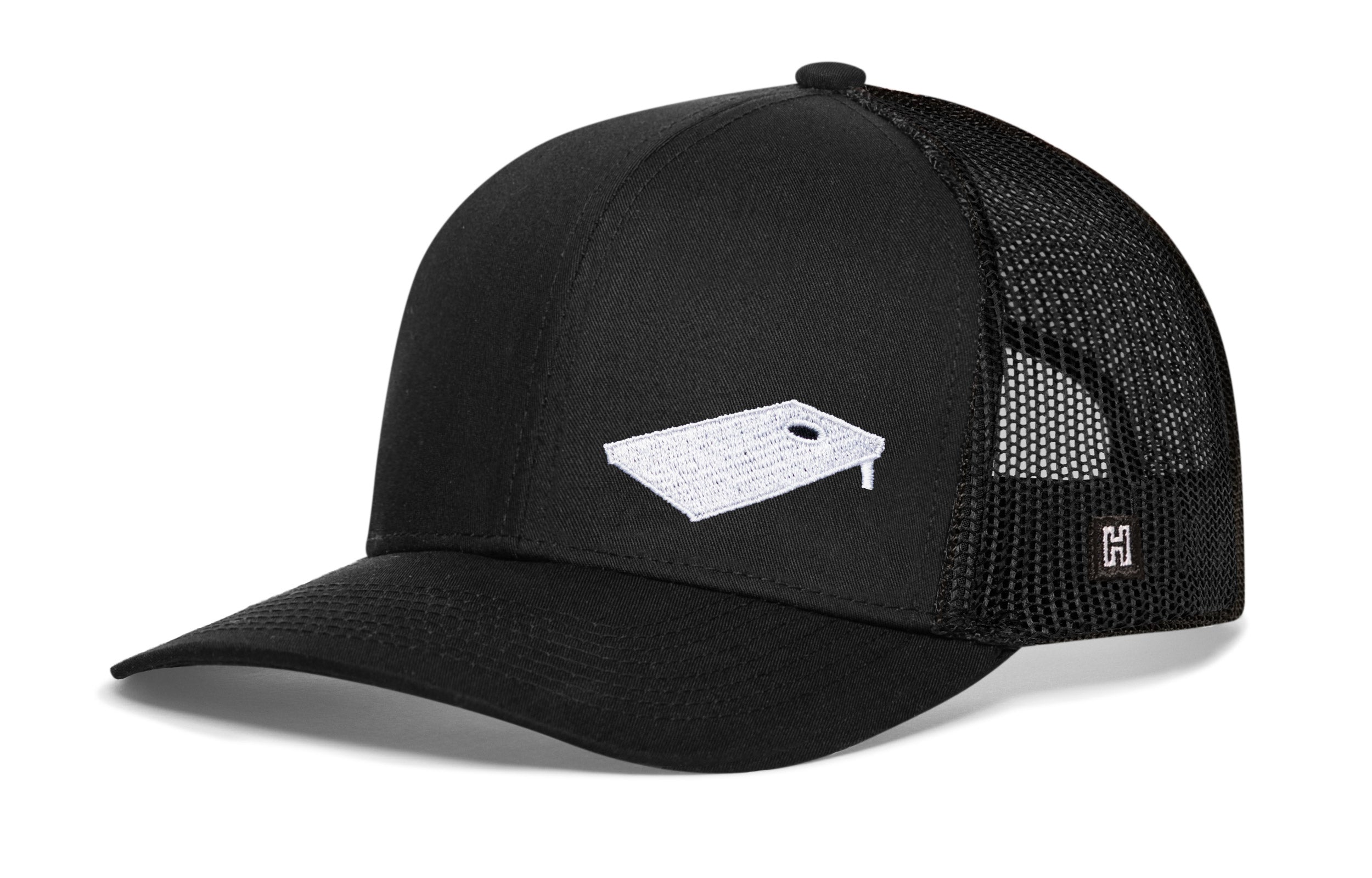 Cornhole Board Trucker Hat  |  Black Bags Snapback Haka Hat