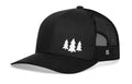 Three Pine Trees Trucker Hat  |  Black Outdoors Snapback Haka Hat