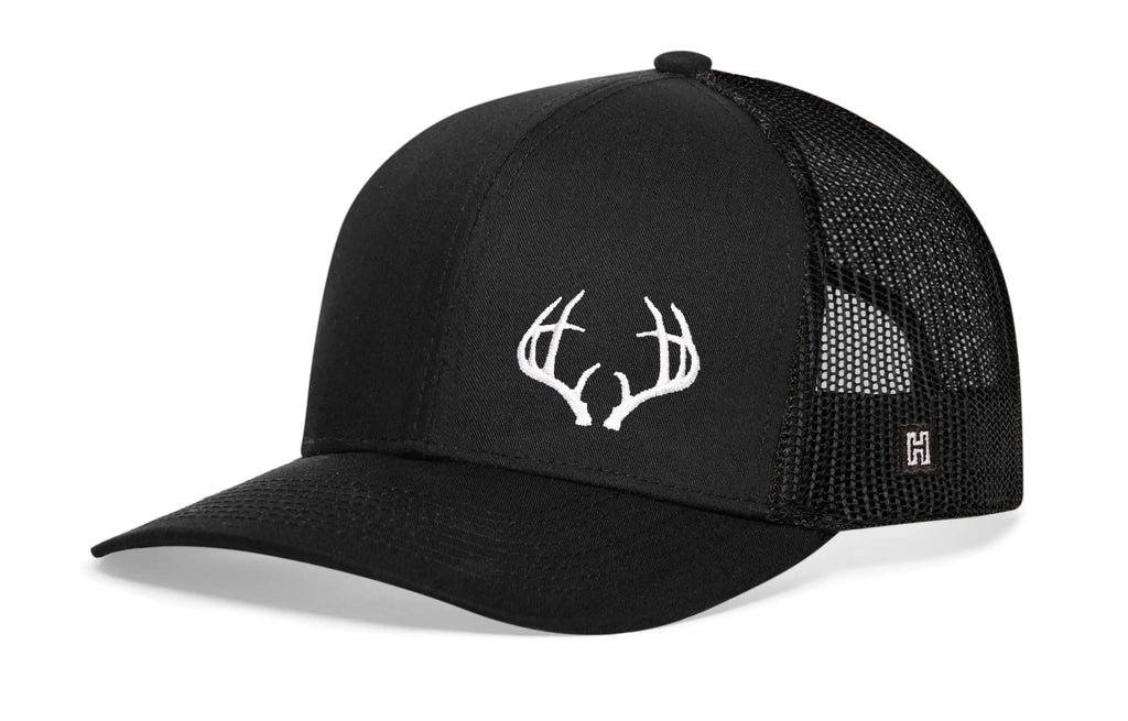 Buck Antler Trucker Hat  |  Black Buck Antler Snapback Haka Hat