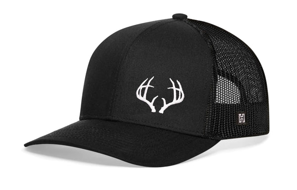 Buck Antler Trucker Hat  |  Black Buck Antler Snapback Haka Hat