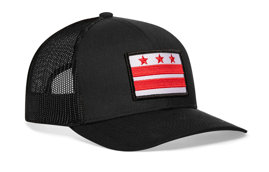 Washington DC Flag Trucker Hat — Black Snapback Haka Hat