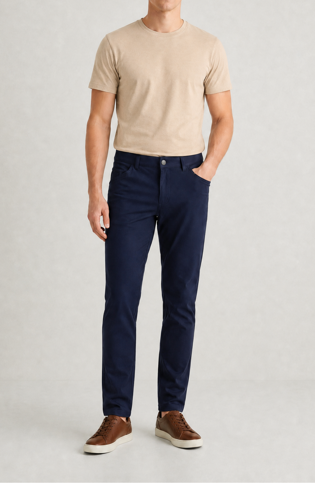 Super-stretch performance chinos in navy — mens tailored fit