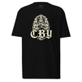 CBY Guardian heavyweight tee — art-deco Guardians of Traffic figure with blackletter CBY, full-front print