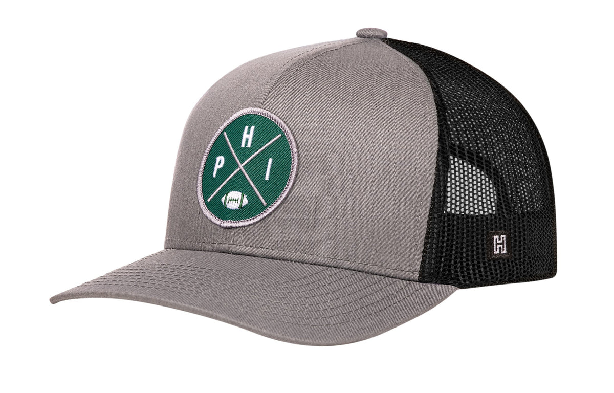 Philadelphia Trucker Hat  |  Black PHI X Football Snapback Haka Hat