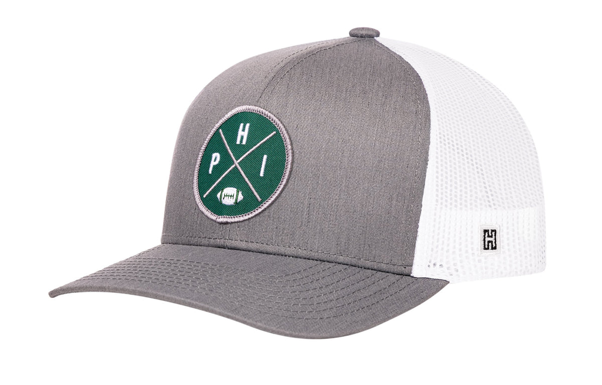 Philadelphia Trucker Hat  |  Black PHI X Football Snapback Haka Hat