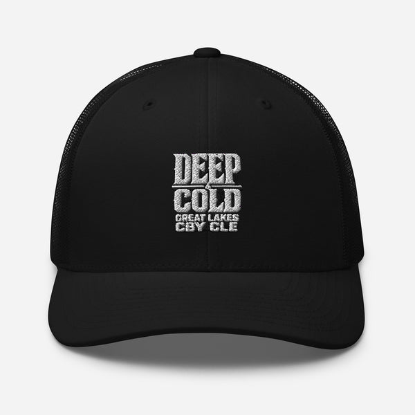 CBY CLE Deep & Cold trucker cap — black, front