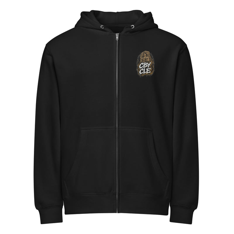 CBY CLE Graffiti Guardian full zip hoodie in black, Guardian chest graphic