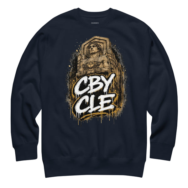 CBY CLE Guardian crewneck sweatshirt — navy blazer, front